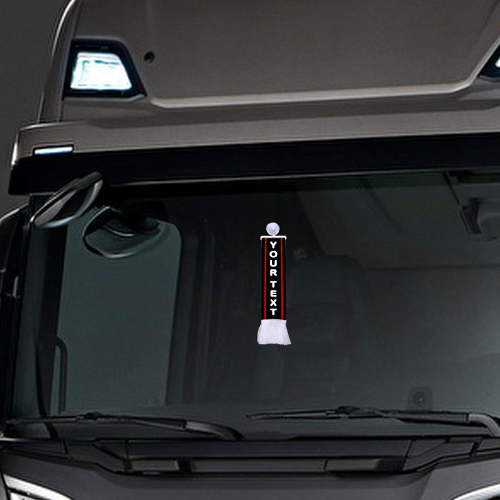 Individuell bestickter LKW Auto Minischal mit Ihrem Namen Mini Schal Wimpel Saugnapf Flagge Fahne