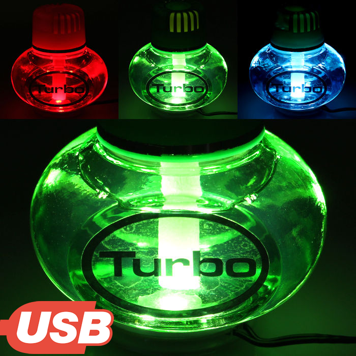 Turbo Lufterfrischer Lemon Duft mit USB 5V 7 LED Beleuchtung für LKW Auto KFZ Bus Wohnwagen