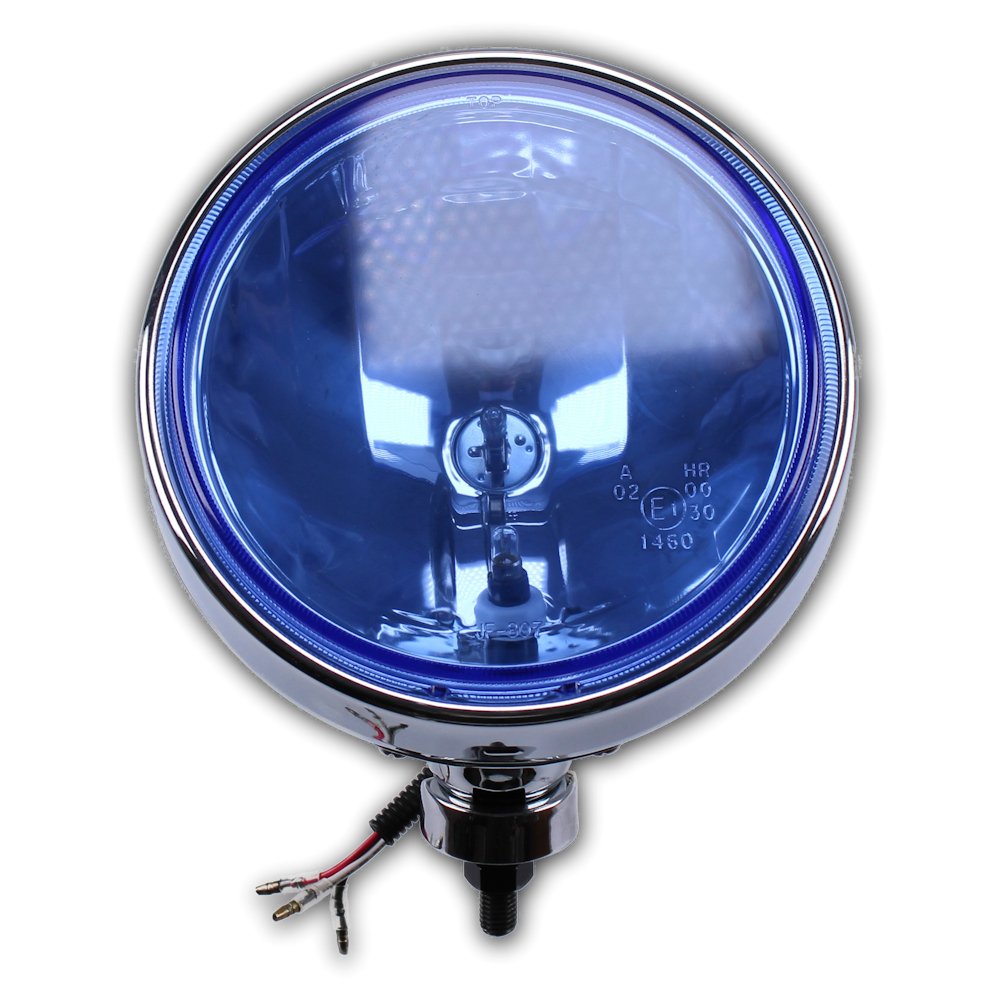 LKW Chrom Fernscheinwerfer Zusatzscheinwerfer blau 24V Halogen Offroad Fernlicht