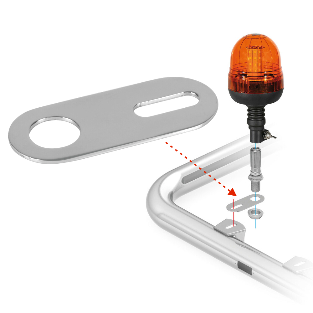 Edestahl Halterung für Warnleuchte Warnlicht Rundumleuchte Blitzer LED Signalleuchte LKW Lampenbügel