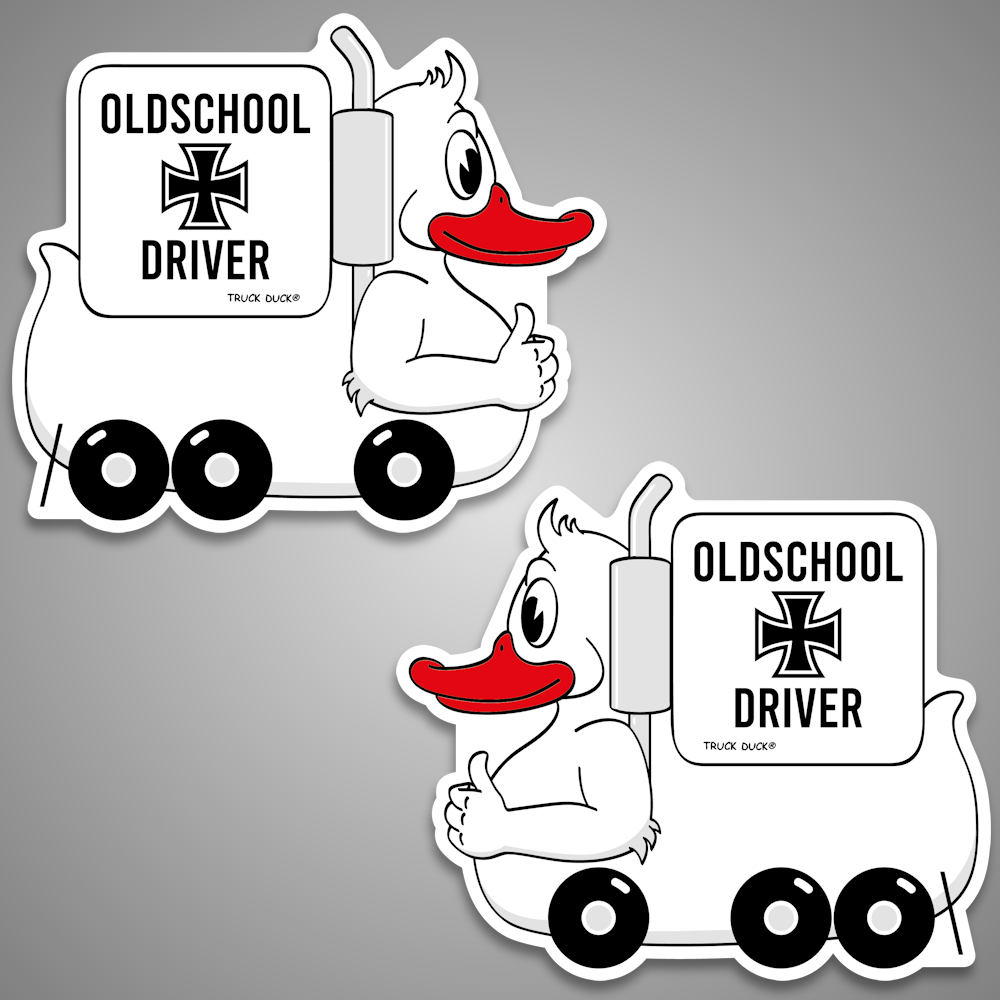 2x Oldschool Driver LKW Auto Aufkleber Sticker Set Trucker Wimpel Logo Zeichen Deko Lkw Fahrer